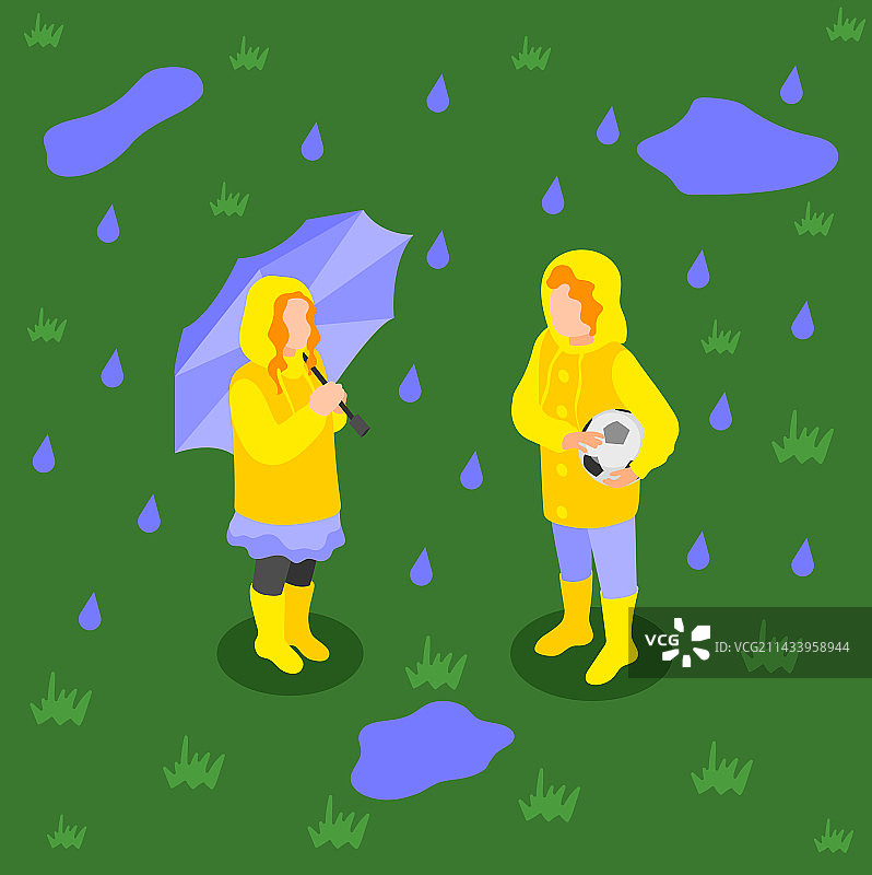 雨天儿童背景图片素材