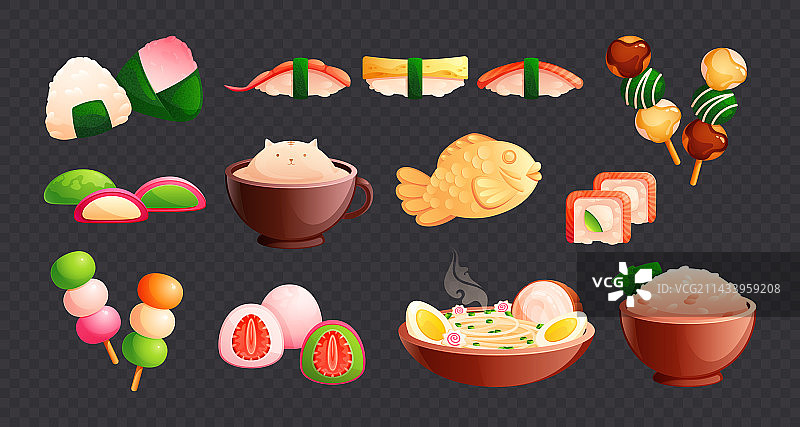 可爱的亚洲食物套餐图片素材