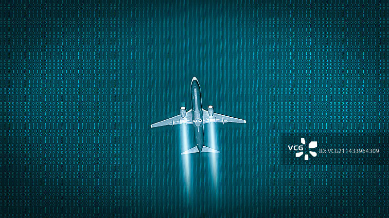 科幻飞机穿越科技感数字背景图片素材