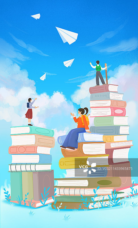 书籍上的学生图片素材