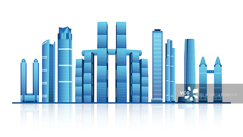 重庆蓝色商务风城市建筑插画图片素材