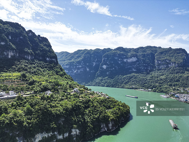 湖北宜昌三峡人家景区航拍视角壮美风景图片素材