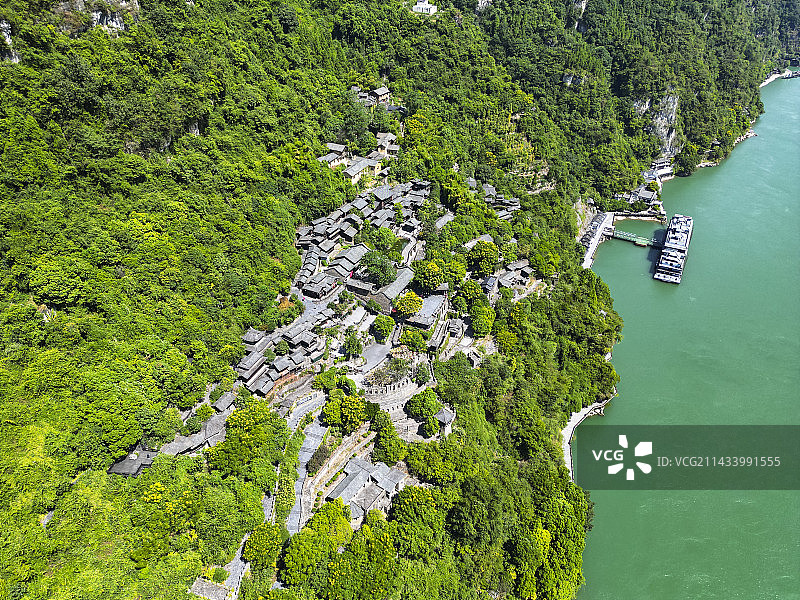 湖北宜昌三峡人家景区航拍视角壮美风景图片素材