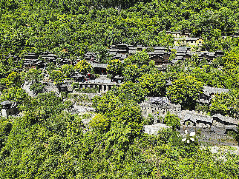 湖北宜昌三峡人家景区航拍视角壮美风景图片素材