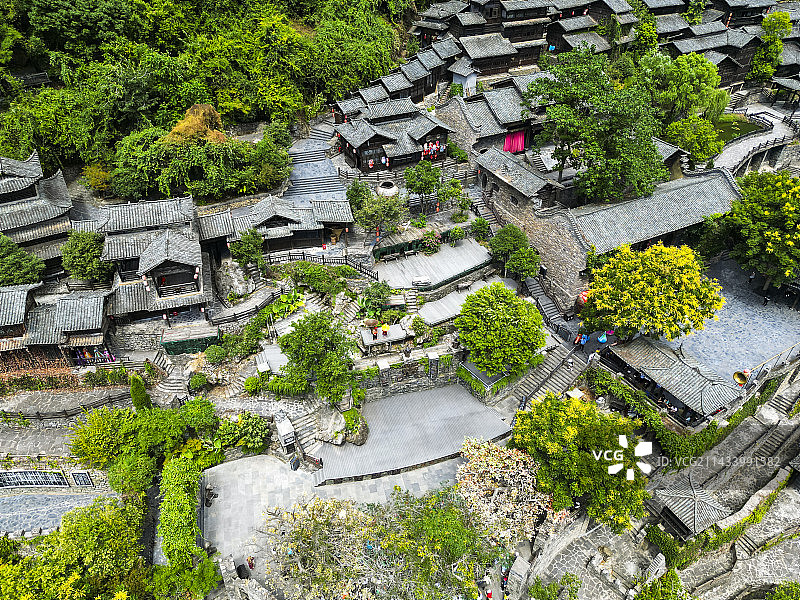 湖北宜昌三峡人家景区航拍视角壮美风景图片素材