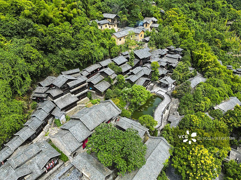 湖北宜昌三峡人家景区航拍视角壮美风景图片素材
