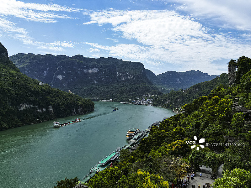 湖北宜昌三峡人家景区航拍视角壮美风景图片素材