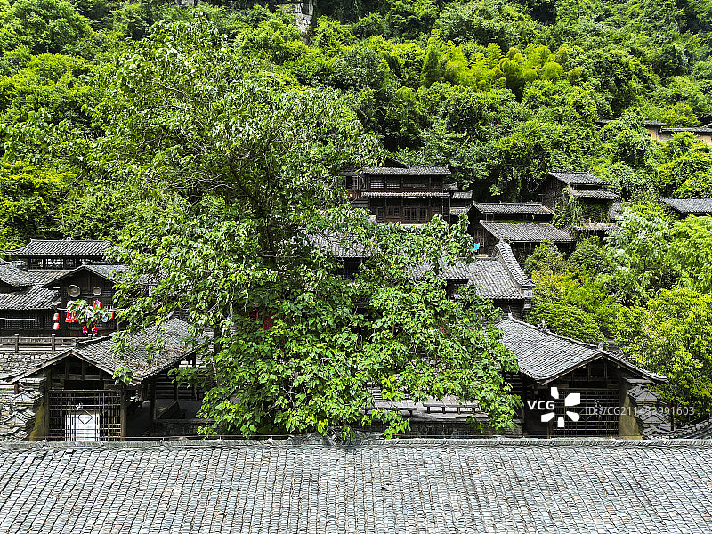 湖北宜昌三峡人家景区航拍视角壮美风景图片素材