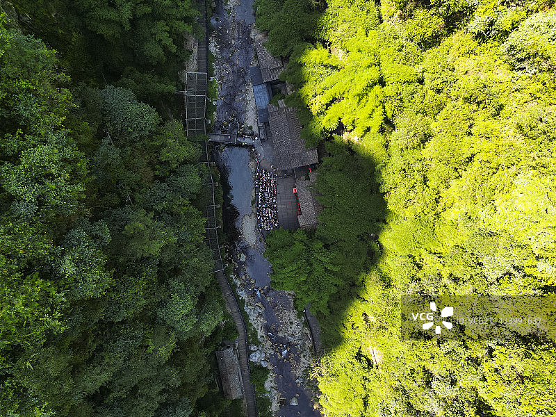 湖北宜昌三峡人家景区航拍视角壮美风景图片素材