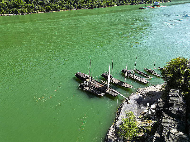湖北宜昌三峡人家景区航拍视角壮美风景图片素材
