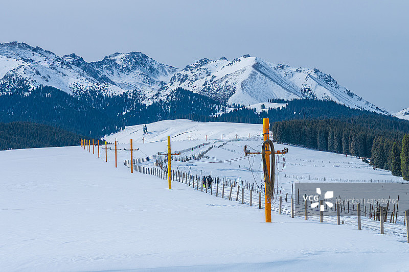 山脉 森林 宁静的风景 户外景色 冬季雪山图片素材