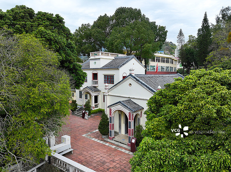 广东省深圳市大鹏新区土洋东江纵队司令部旧址航拍图片素材