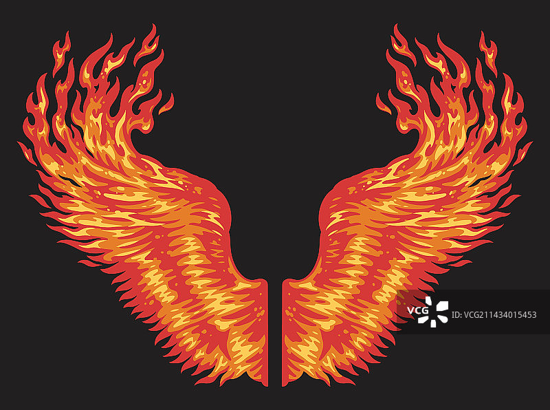 彩色火焰翅膀徽章图片素材