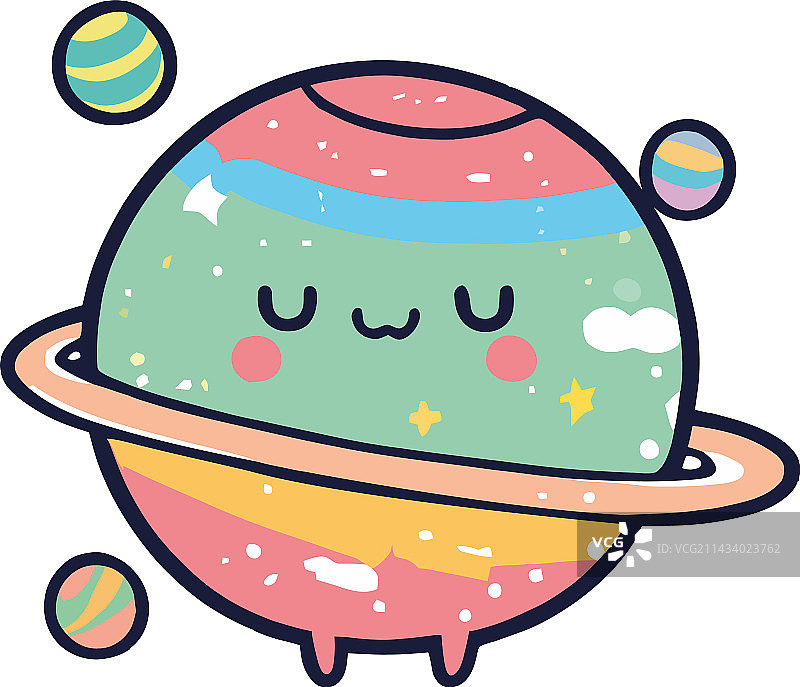 可爱的土星微笑和其他行星图片素材