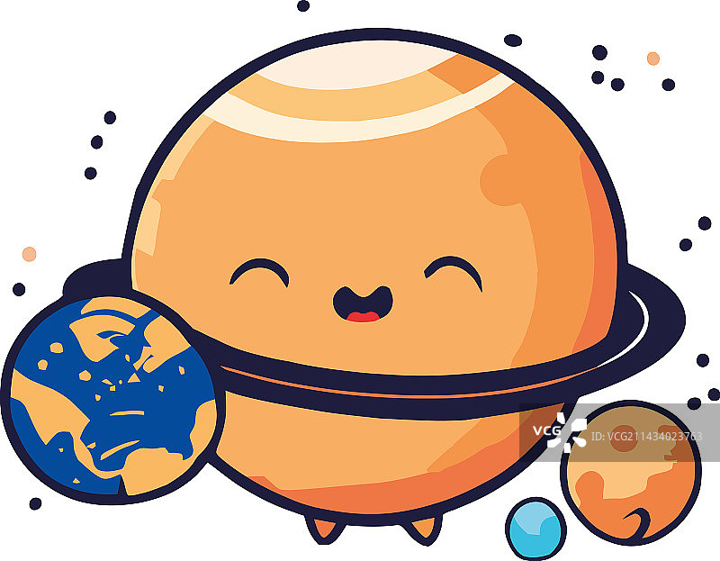 太空中微笑的可爱土星图片素材
