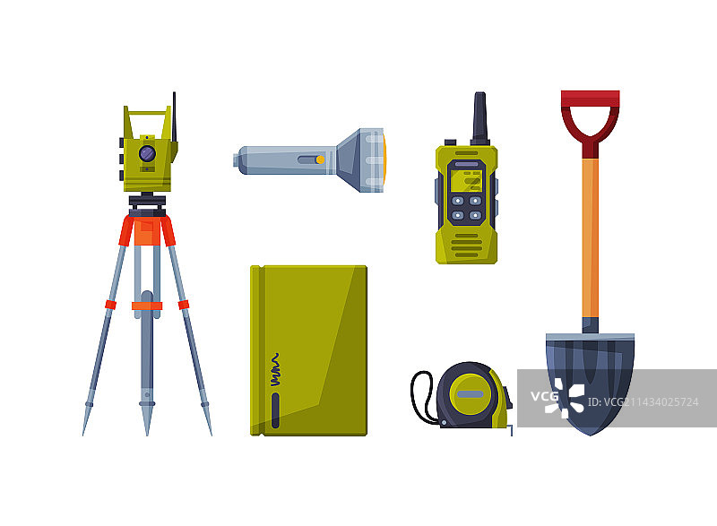 带有铲子的地球勘探和地质工具图片素材