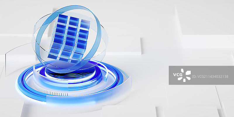 3D玻璃质感的商务科技场景图片素材