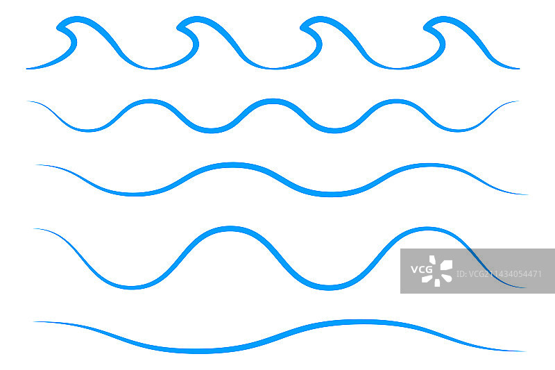 海浪图标细线波浪合集图片素材