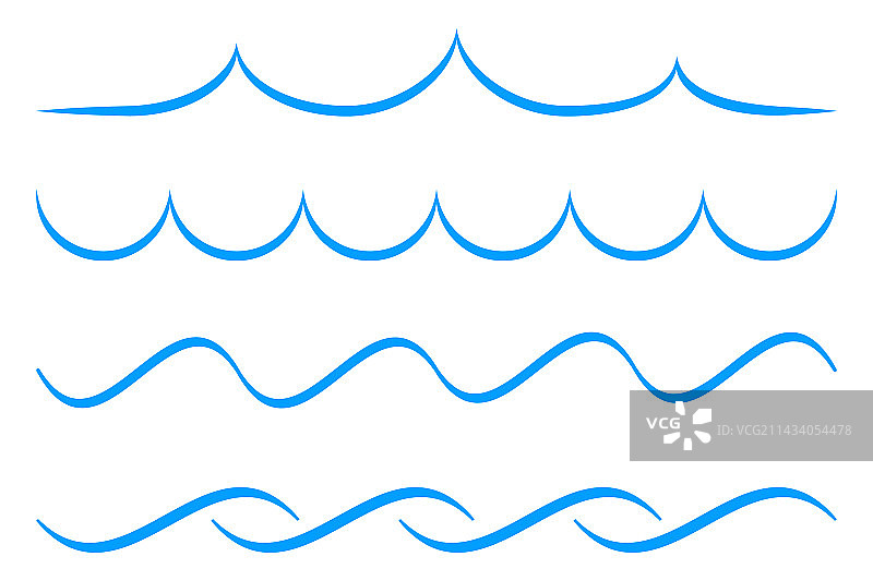 海浪图标细线波浪合集图片素材