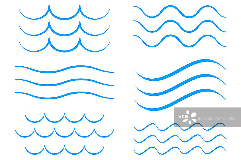 海浪图标细线波浪合集图片素材