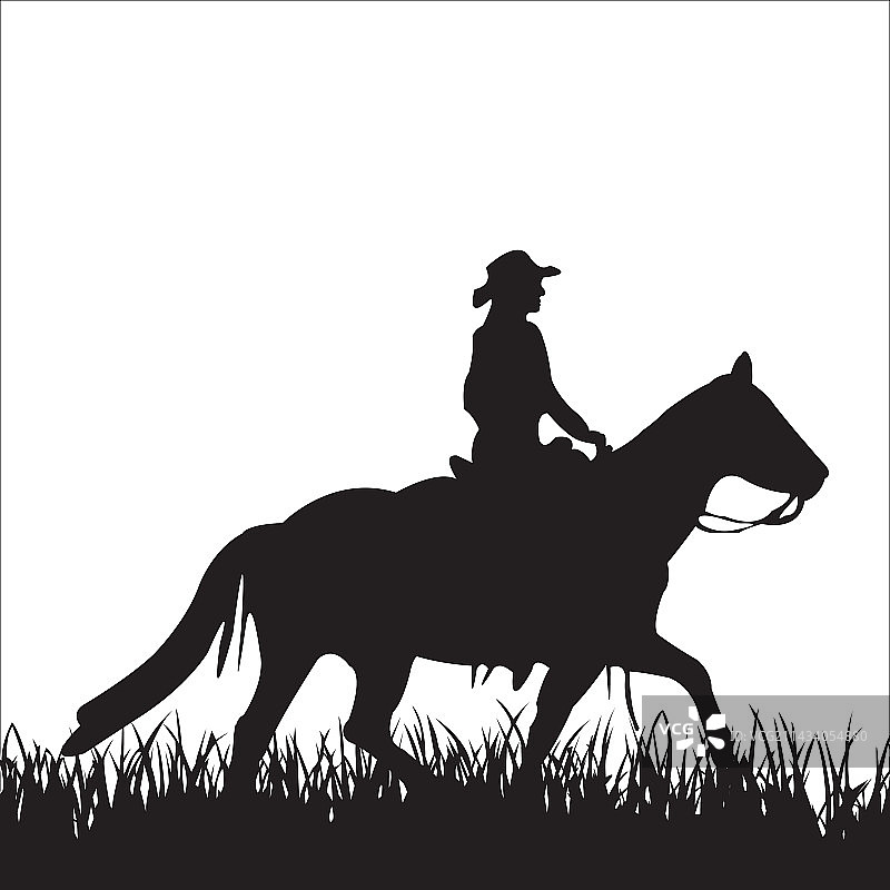 牛仔女郎剪影图片素材