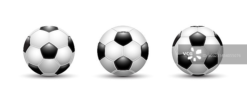 白色背景上的足球合集图片素材