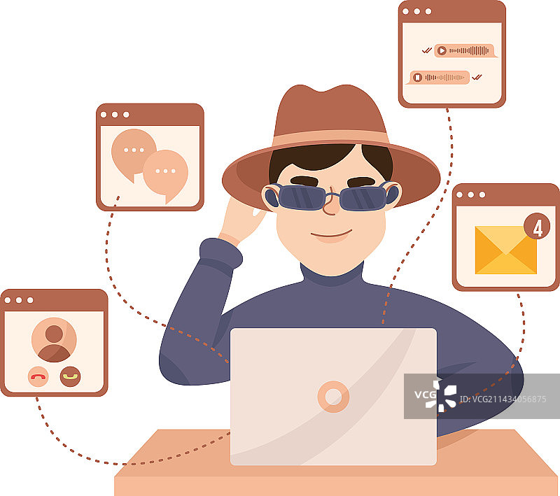 戴帽子男人的私人侦探间谍图片素材