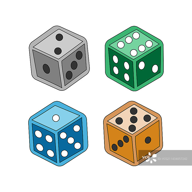 彩色赌场骰子套装图片素材