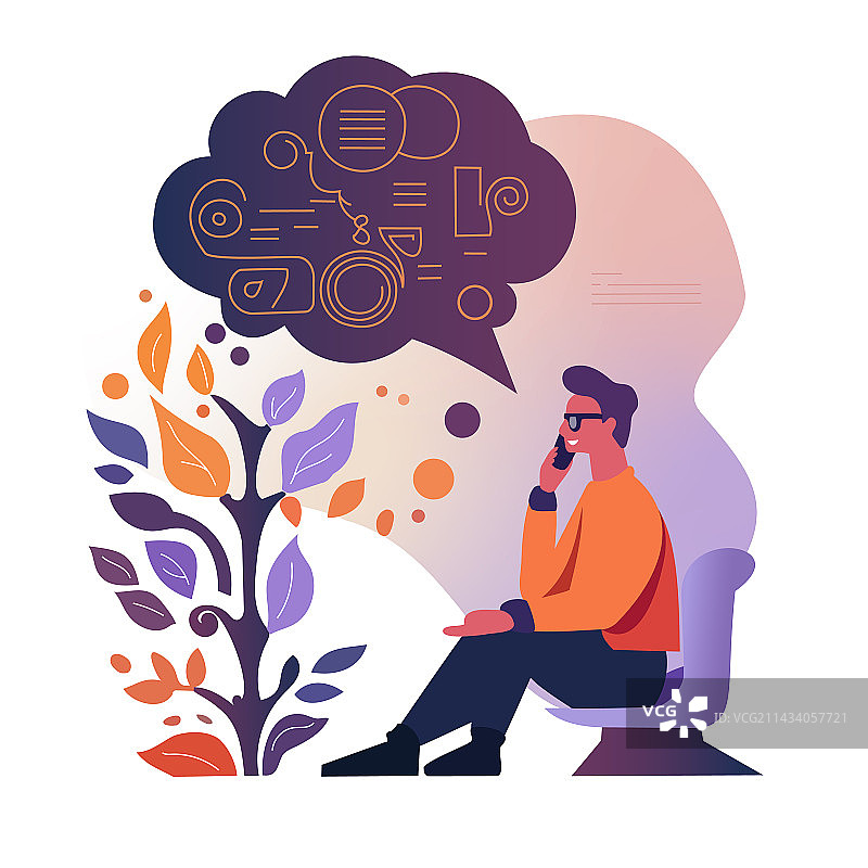 打电话的男人，讲述他的想法图片素材