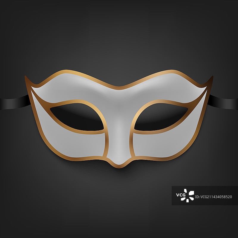 3D白色金色狂欢节面具图片素材