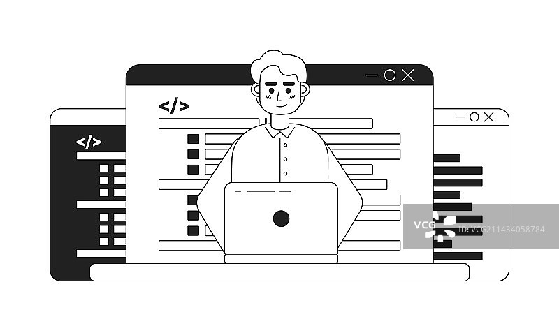 黑白编程职业概念图图片素材