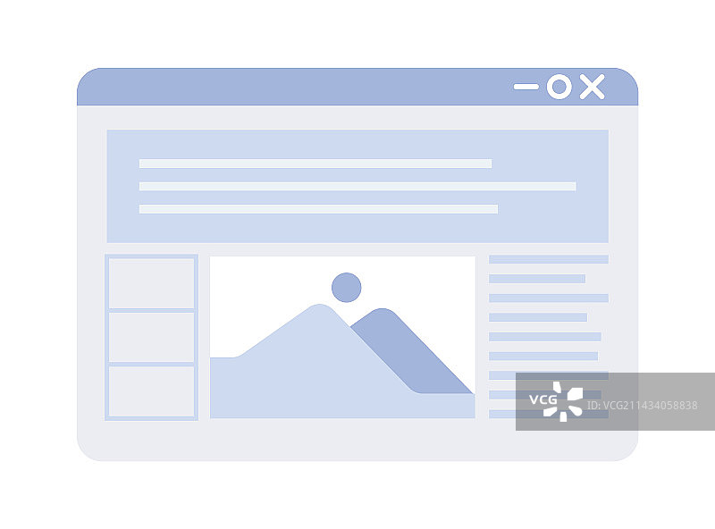 网页文章浏览半扁平化彩色图标图片素材