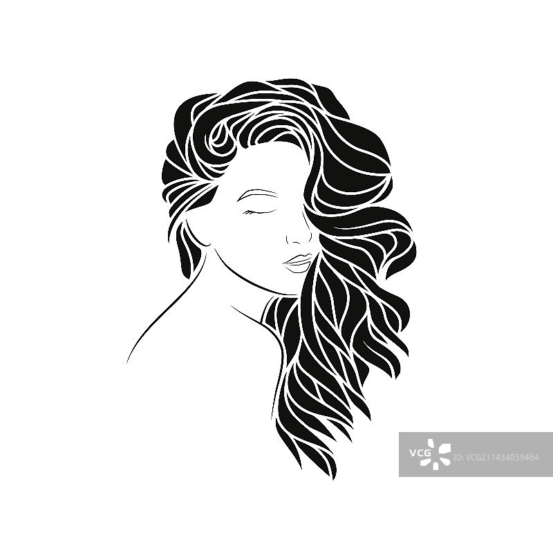 秀发女孩剪影图片素材