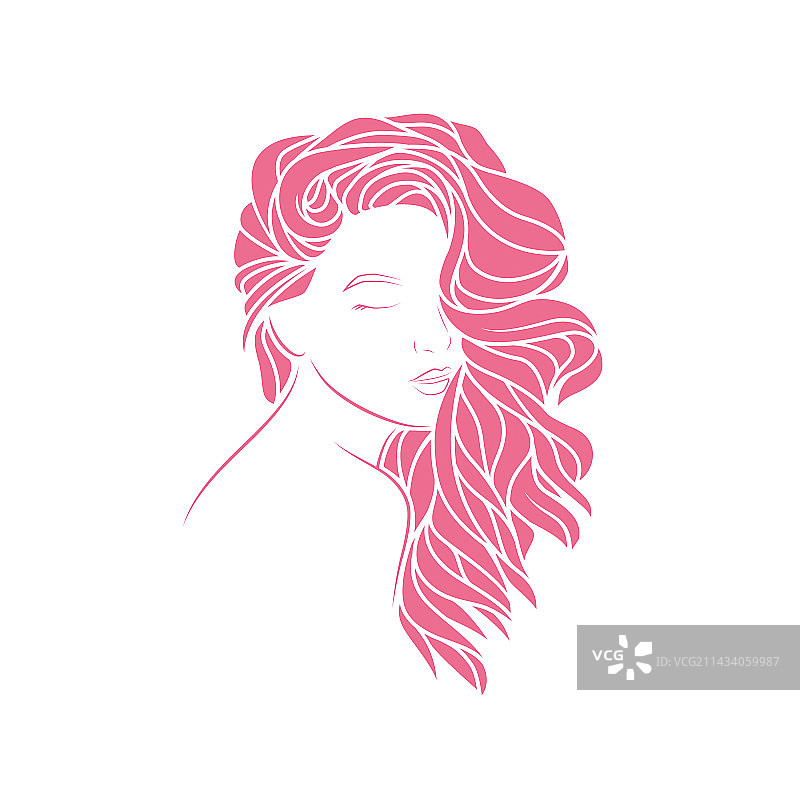 秀发女孩剪影图片素材