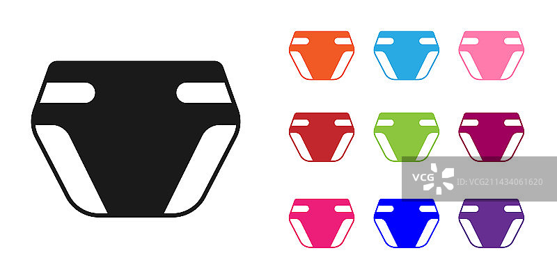黑色成人纸尿裤图标（白色背景）图片素材