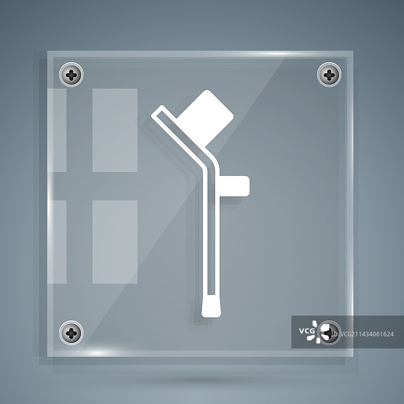 白色手杖或拐杖图标，隔离于灰色背景图片素材