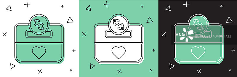 白色背景上的捐赠和慈善图标组合图片素材