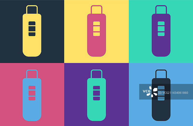 彩色背景上的波普艺术风格验孕棒图标图片素材