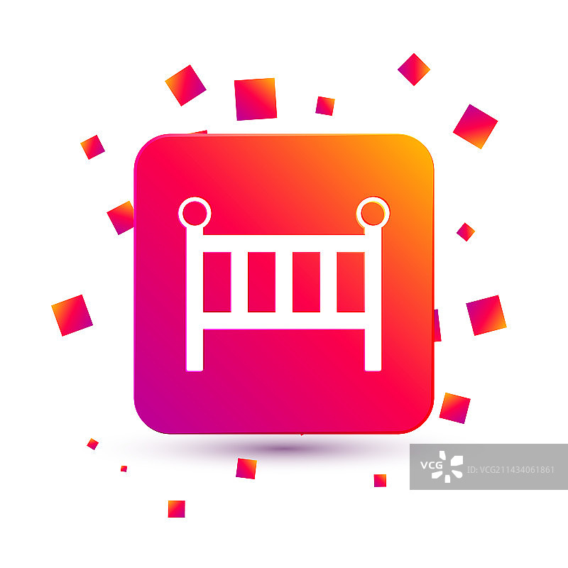 白色背景上的白色婴儿床摇篮床图标图片素材