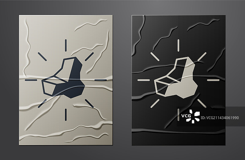 白色金块图标在皱纹纸上图片素材