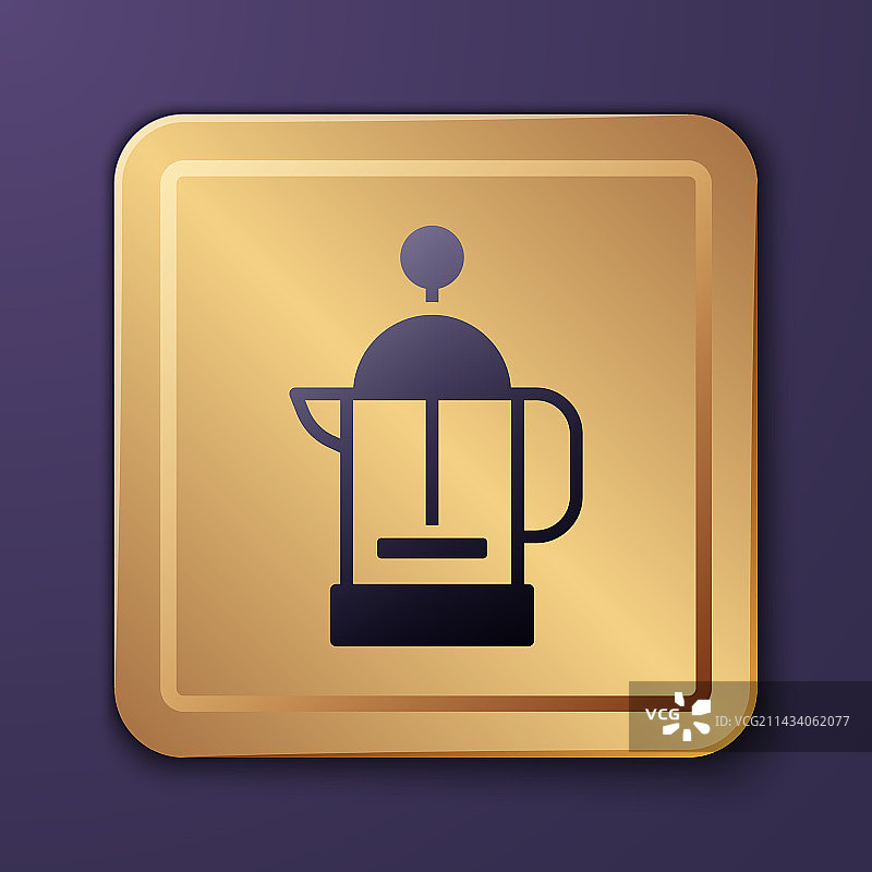 紫色背景上的法式滤压壶图标图片素材