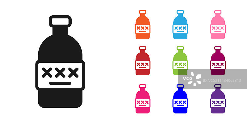 白色背景上的黑色有毒酒精图标图片素材