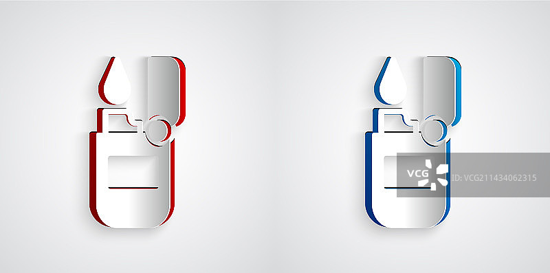 灰色背景上的剪纸打火机图标图片素材