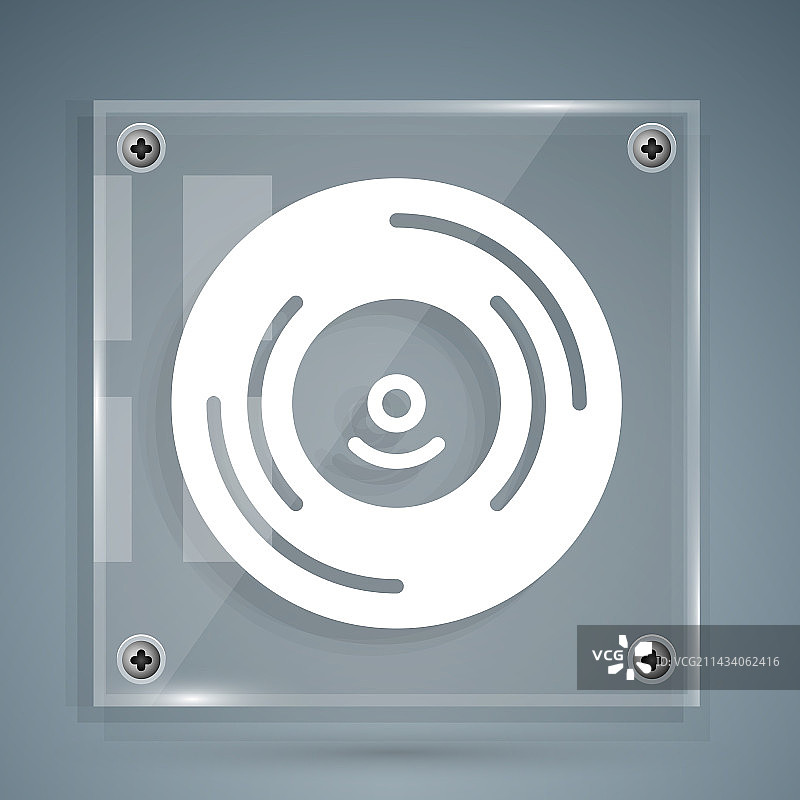 灰色背景上孤立的白色黑胶唱片图标图片素材