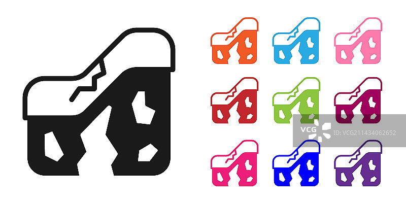 白色背景上的黑色地质断层图标图片素材