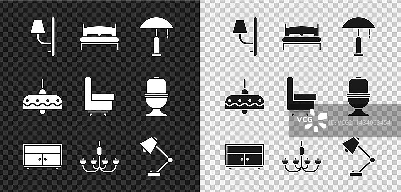 壁灯大床台灯抽屉柜套装图片素材