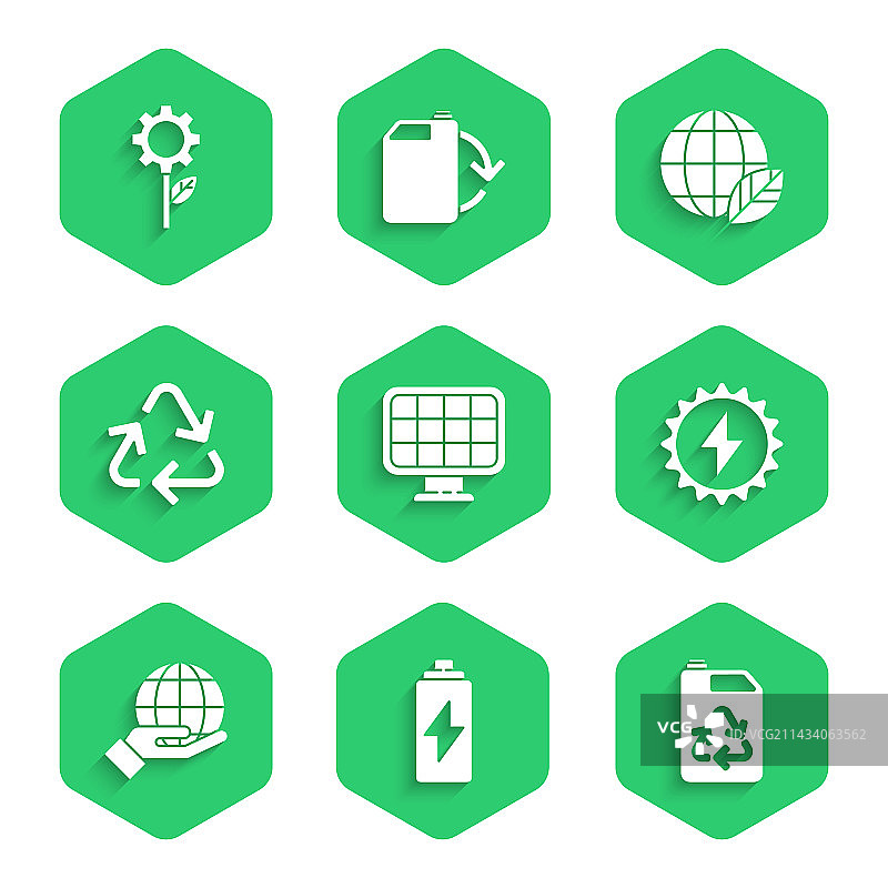 太阳能电池板电池生态燃料罐组合图片素材