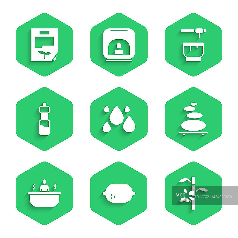 水滴柠檬竹叶套装图片素材