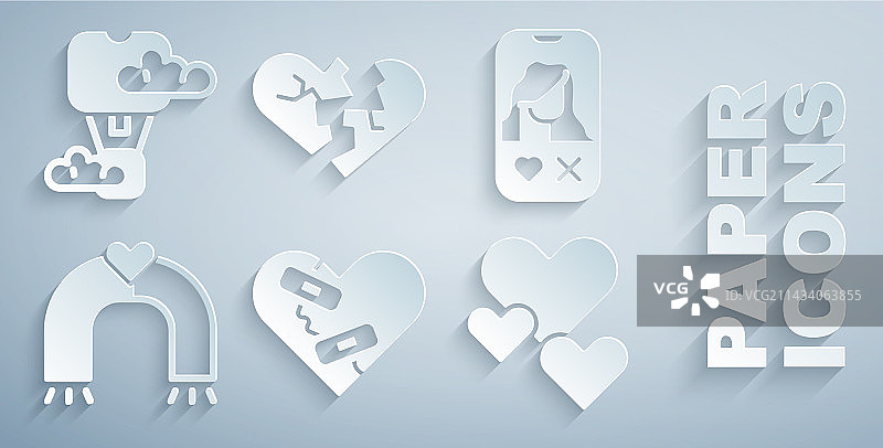 已修复的破碎的心约会应用在线爱情套装图片素材