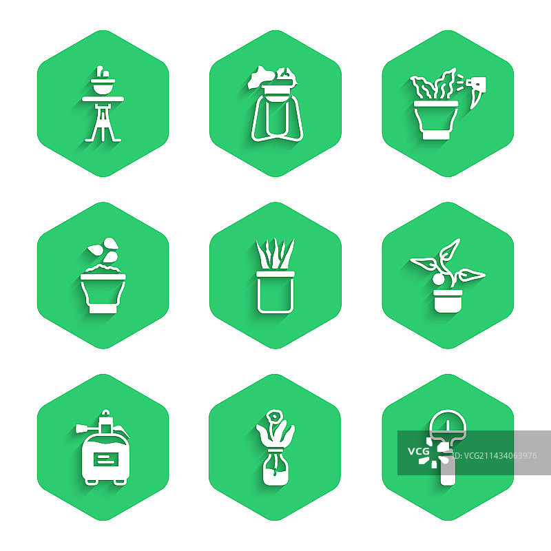 盆栽植物、花卉、玻璃瓶、铲子图片素材